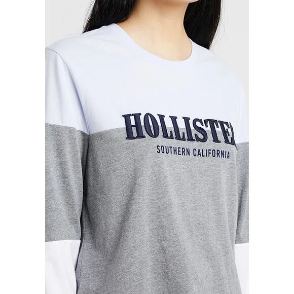 Hollister Colorblock Long Sleeve Tee Women’s Large Logo Y2K Inspired Streetwear - Picture 4 of 16